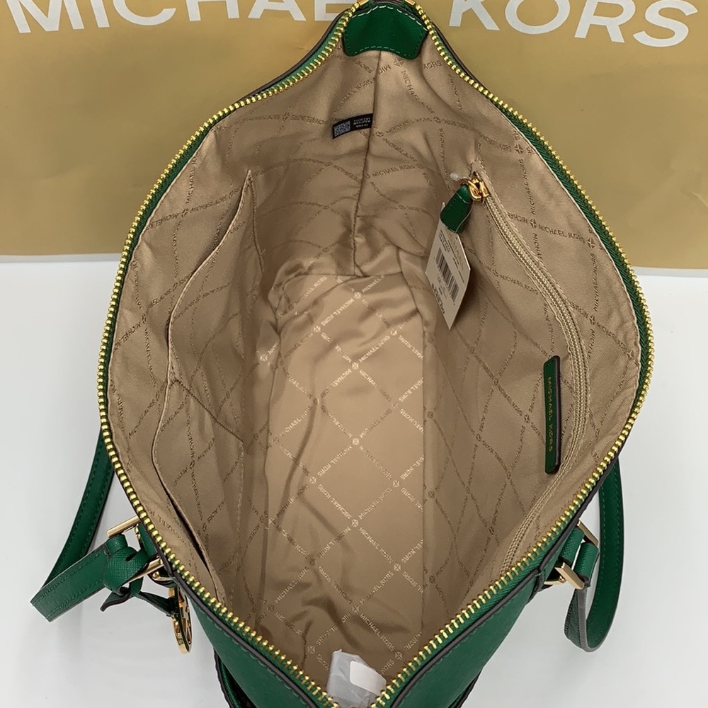 MICHAEL KORS CHARLOTTE LARGE TOP ZIP TOTE PALMETTO GREEN COLOR - Picture 9 of 16